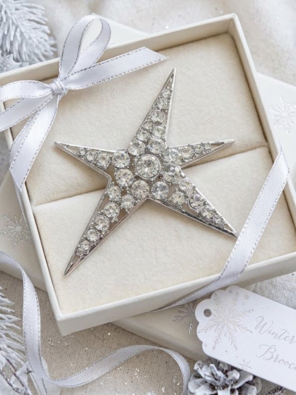 NWT Large crystal modernist star brooch pin
